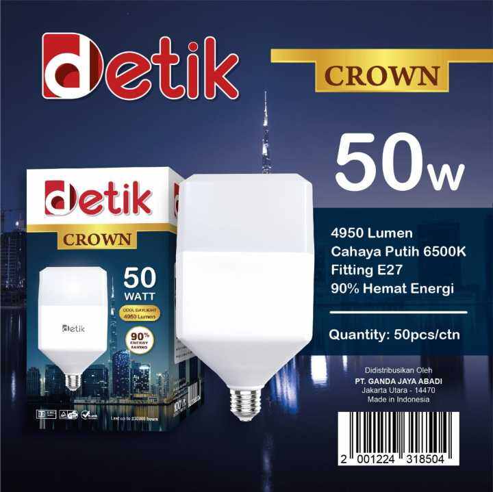 DETIK CROWN Lampu LED Bohlam 50 Watt Super Terang Garansi 1 Tahun