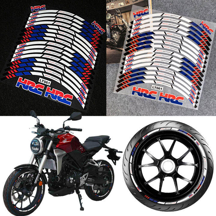 Pcs Inch Honda Hrc Reflective Motorcycle Wheel Hub Stickers For