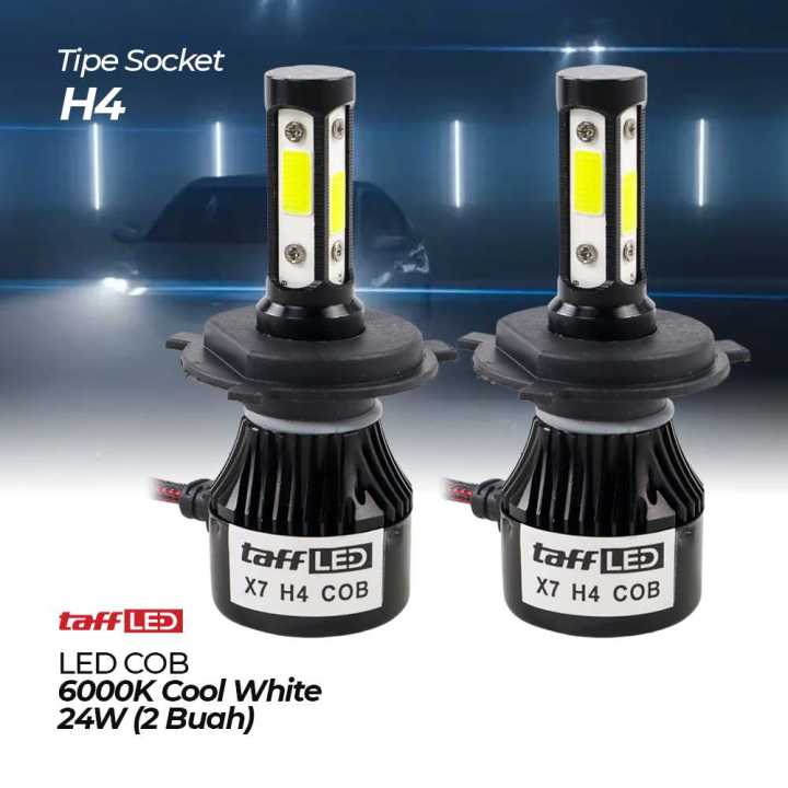 Taffled Lampu Depan Mobil Led Cob Headlight H Cool White Pcs Lampu