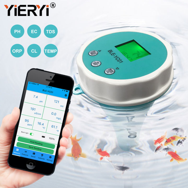 Yieryi Bluetooth Ph Meter 6 In 1 PH TDS EC ORP CL TEMP Meter Water