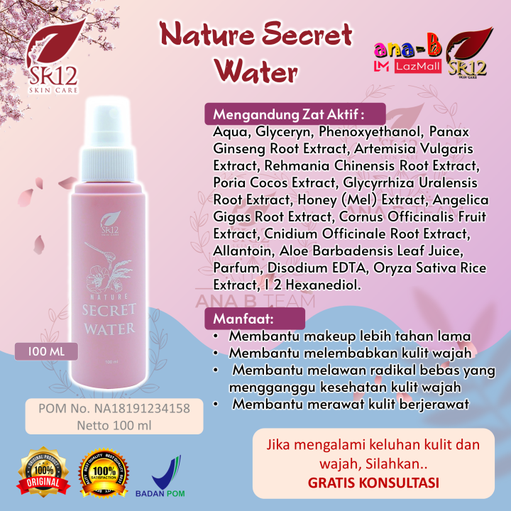 Sr Nature Secret Water Face Mist Facial Spray Bpom Untuk Kulit Normal