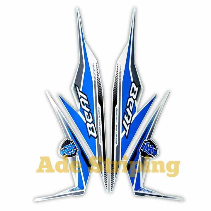 STIKER STRIPING LIS BODY MOTOR HONDA BEAT FI 2019 CBS FULL PUTIH BIRU