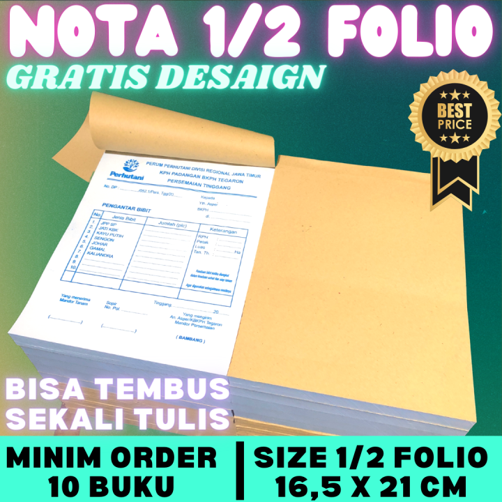 TERMURAH Cetak Nota Custom Ukuran 1 2 Folio 1 Warna Rangkap 2 PLY