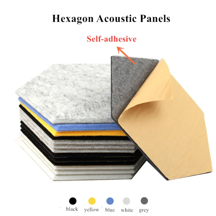 Self Adhesive Hexagonal Acoustic Panel Soundproofing Wall Stickers Home