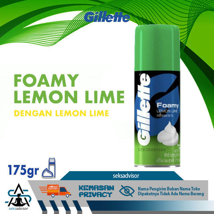 GILLETTE FOAM SHAVE FOAMY LEMON LIME MENTHOL Cream Krim Alat Cukur