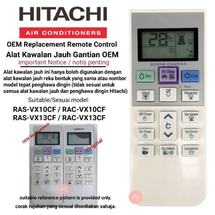 Hitachi Air Conditioner Replacement Remote Control RAS VX10CF Lazada PH