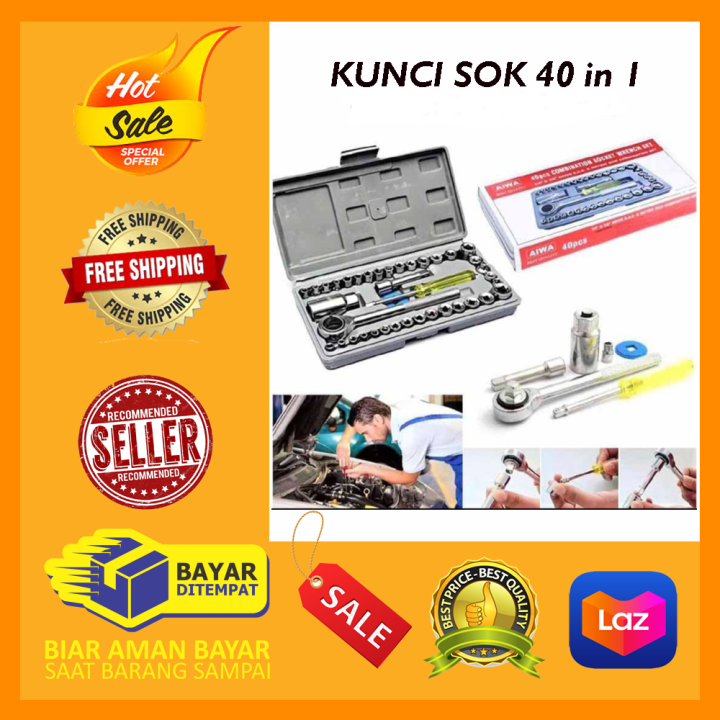 Kunci Sok Aiwa Full Set Pc Tool Kit Perkakas Bengkel Lengkap Gagang