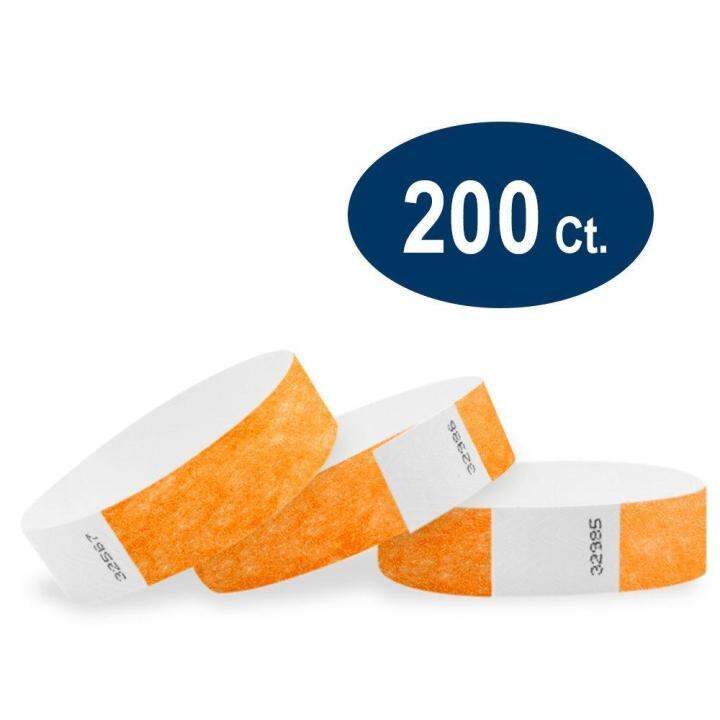 WristCo Neon Orange 3 4 Tyvek Wristbands Paper Wristbands For Events