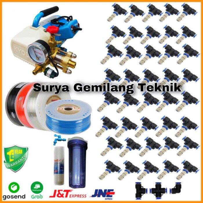 Mesin Embun Walet Lengkap Set 50 Titik Nozzle Sprayer Misting Kabut Hy