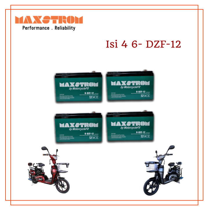 Aki Sepeda Listrik Isi 4 12v 12Ah 6 Dzf 12 Maxstrom Lazada Indonesia