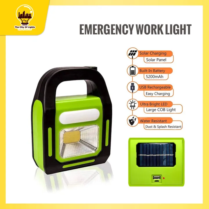 Tcls Hurry Bolt Worklight Solar Emergency Light Usb Charging Camping