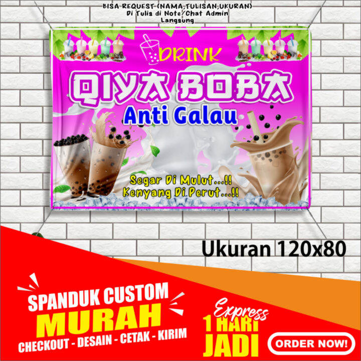 Spanduk MINUMAN BOBA ANTI GALAU Banner MINUMAN BOBA ANTI GALAU Ukuran