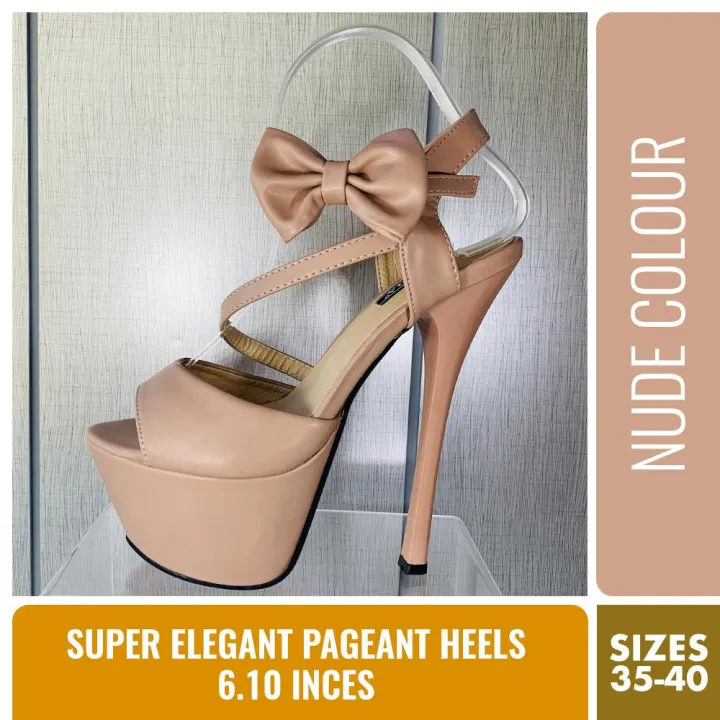 SUPER ELEGANT PAGEANT HEELS NUDE COLOUR 6 10 INCHES Lazada PH