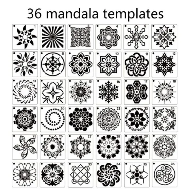 56 Pack Mandala Dot Painting Templates Stencils Small Mandala Template