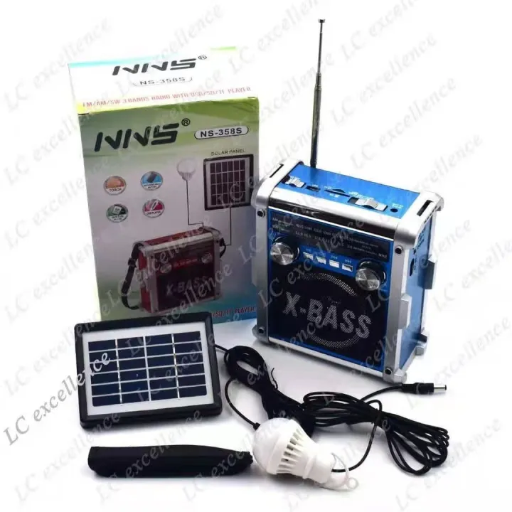 NS 358S Rechargeable Solar AM FM SW 3 Band Radio With USB SD TF MP3