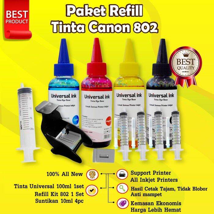 Paket Tinta HP 4 Warna Untuk Infus Refill Isi Ulang 100ml Printer