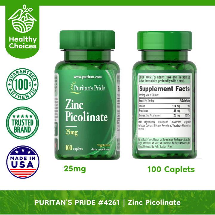 PURITAN S PRIDE 4261 EXP 3 2026 Zinc Picolinate 25 Mg 100 Caplets