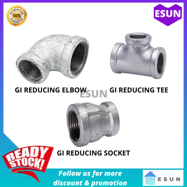 50MM Galvanized Iron GI Reducing Elbow Socket Tee Nipple Pipe Fitting