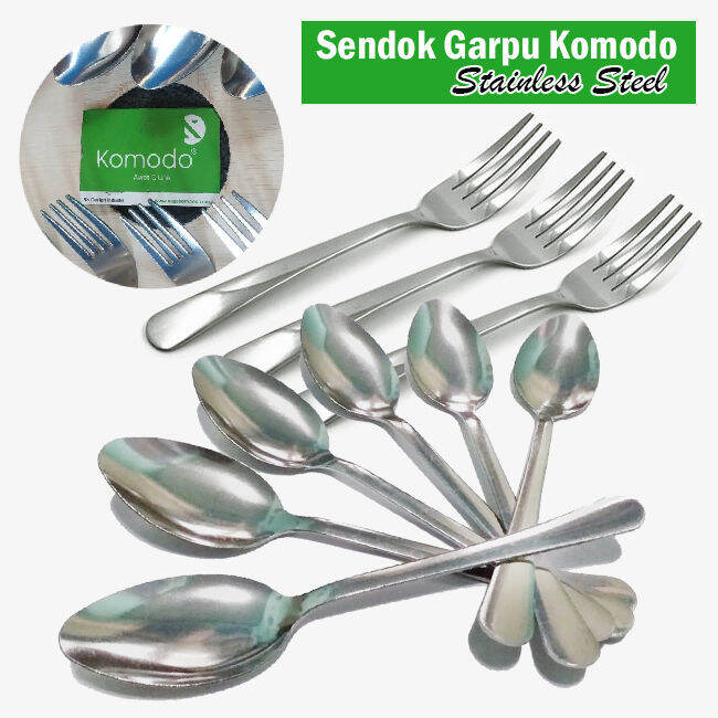 Sendok Dan Garpu Komodo Stainless Steel Tebal 6 Pcs Lazada Indonesia