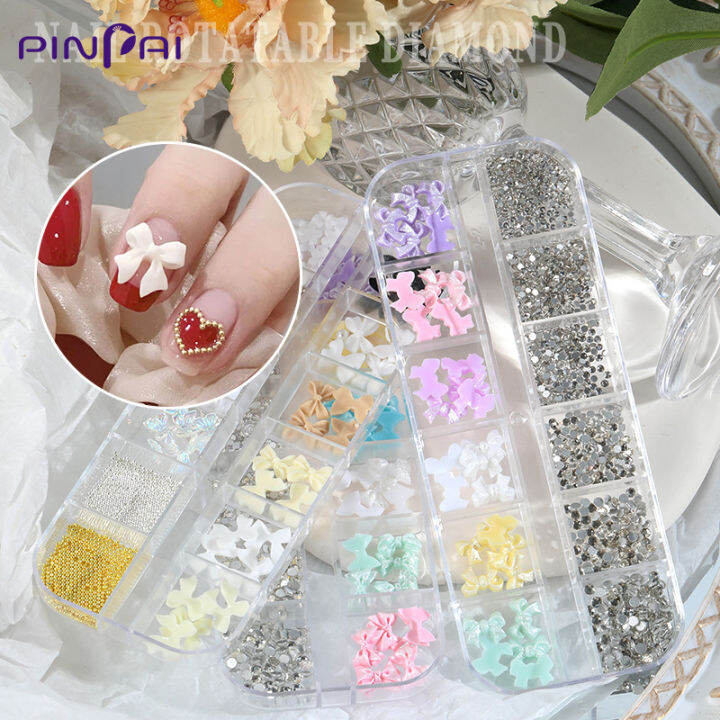 PINPAI Mixed AB Color Nail Decorations Rhinestones Pearl Butterfly