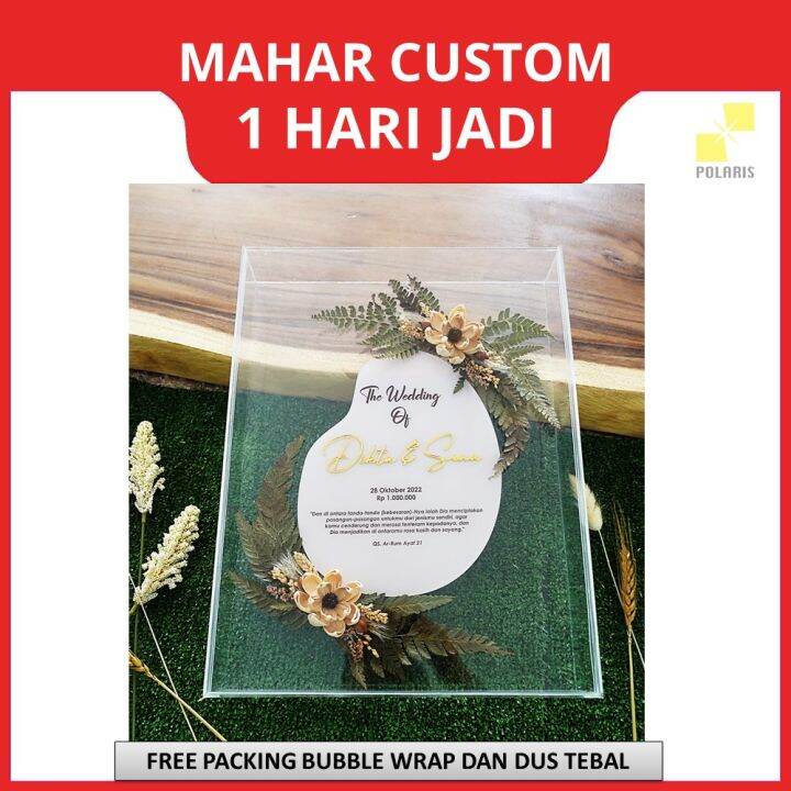 MAHAR PERNIKAHAN CUSTOM KILAT BINGKAI AKRILIK 40x30 CM MAHAR WEDDING