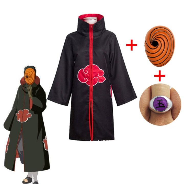 2021 Naruto Tobi Obito Cosplay Costume Akatsuki Long Sleeve Cloak