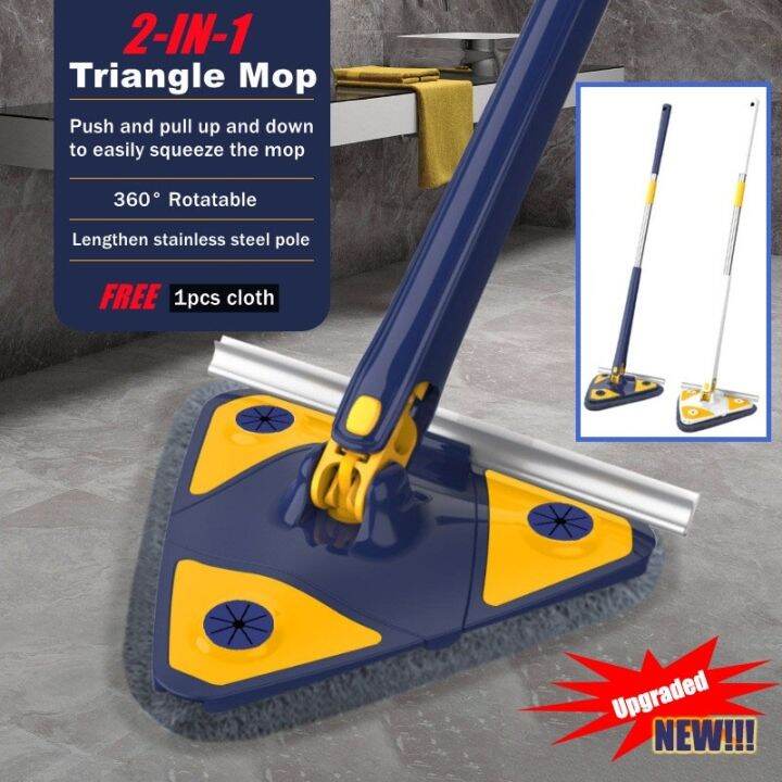 H Shipping Upgraded In Triangle Mop Hand Free Extendable