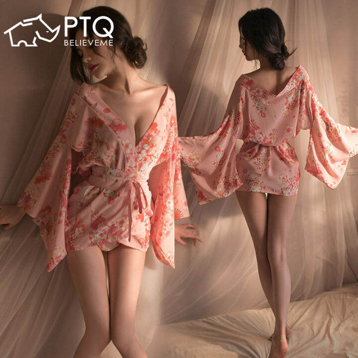 Sexy Lingerie Cute Japanese Print Kimono Sexy Pajamas Antique Hanfu