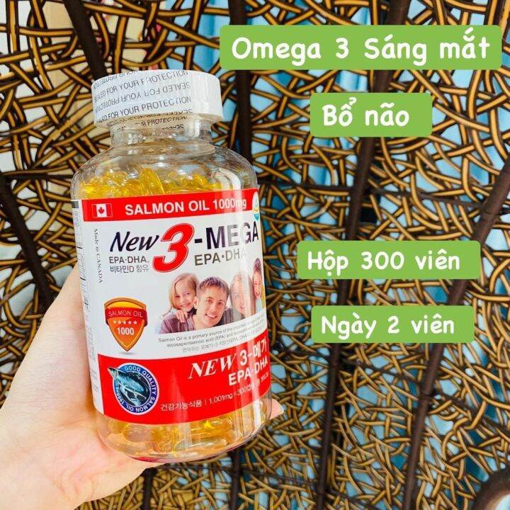 Omega 3 Hàn Quốc New 3 Mega EPA DHA Salmon OIL 1000mg 300 viên hỗ