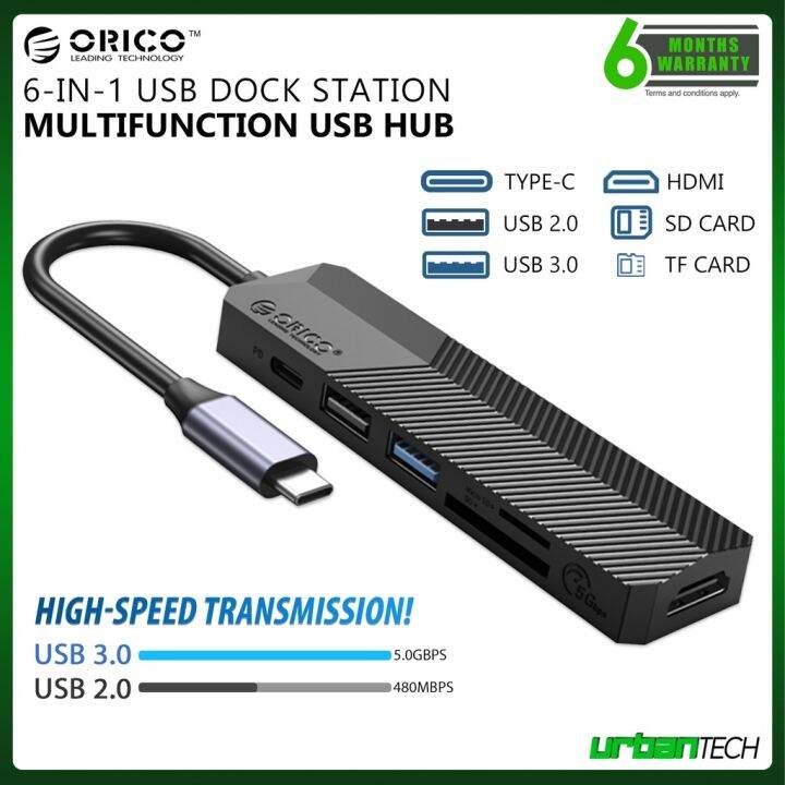 2023 ORICO 6 In 1 Type C Multifunction Docking Station USB Hub 5gbps