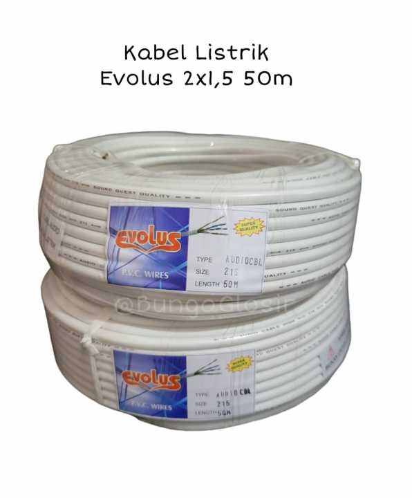 Kabel HYO 2x1 5 50m Evolus Kabel Listrik Serabut Putih 2x1 5 Lazada