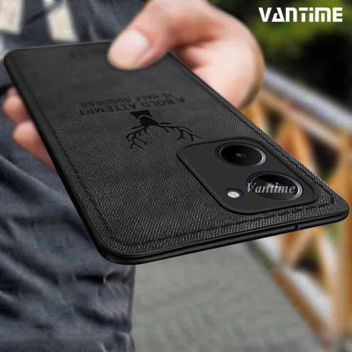 Vantime สำหรบ Realme 10 4G เคส เนอผาแบบมลาย เคส เคลอบดาน กน