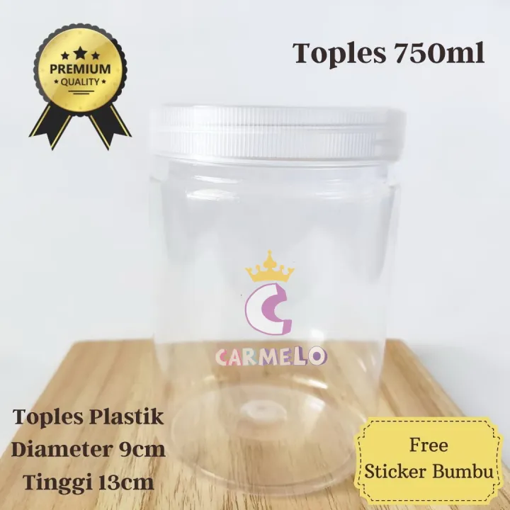 Jar Cylinder 750ml Isi 6pc Toples Silinder Tutup Ulir Toples Plastik