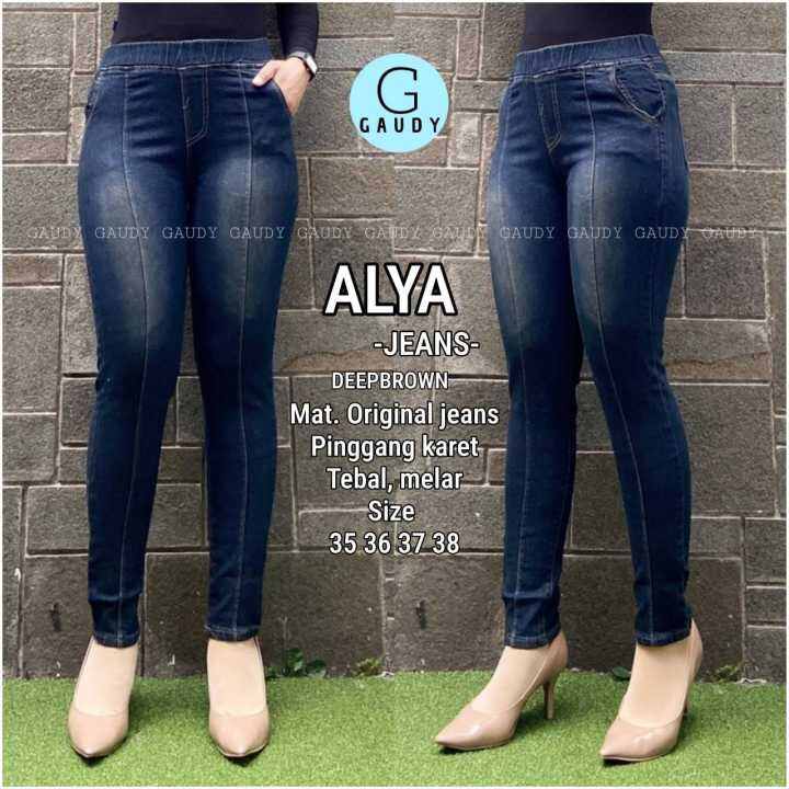 Alya Celana Wanita Legging Jeans Levis Super Jumbo Big Size Sobek BB 75