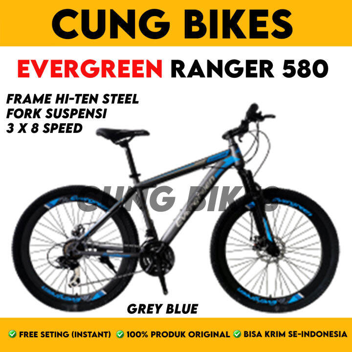 Sepeda Gunung Mtb Inch Evergreen Ranger Speed Velg Tinggi