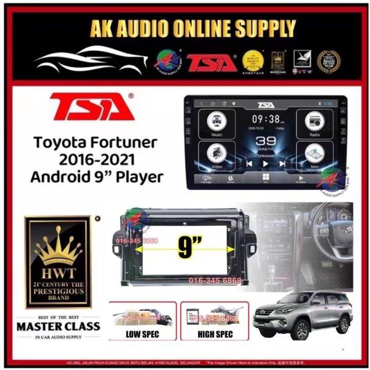 T5 DSP CarPlay TSA Toyota Fortuner 2016 2021 Android 9 Inch Car