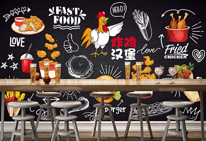 Custom Blackboard Fried Chicken Burger Dining Gourmet Fast Food Shop