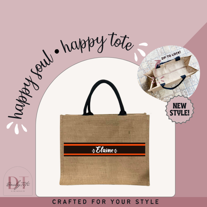 Free Personalized Abaca Jute Burlap Tote Bag Free Name Print Cod