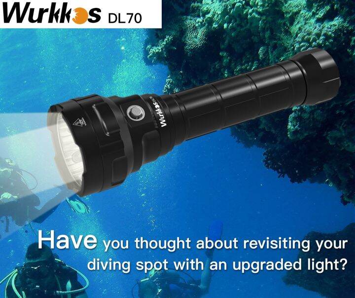 Wurkkos DL70 Scuba Diving Super Bright Double 26650 Battery 13000lm