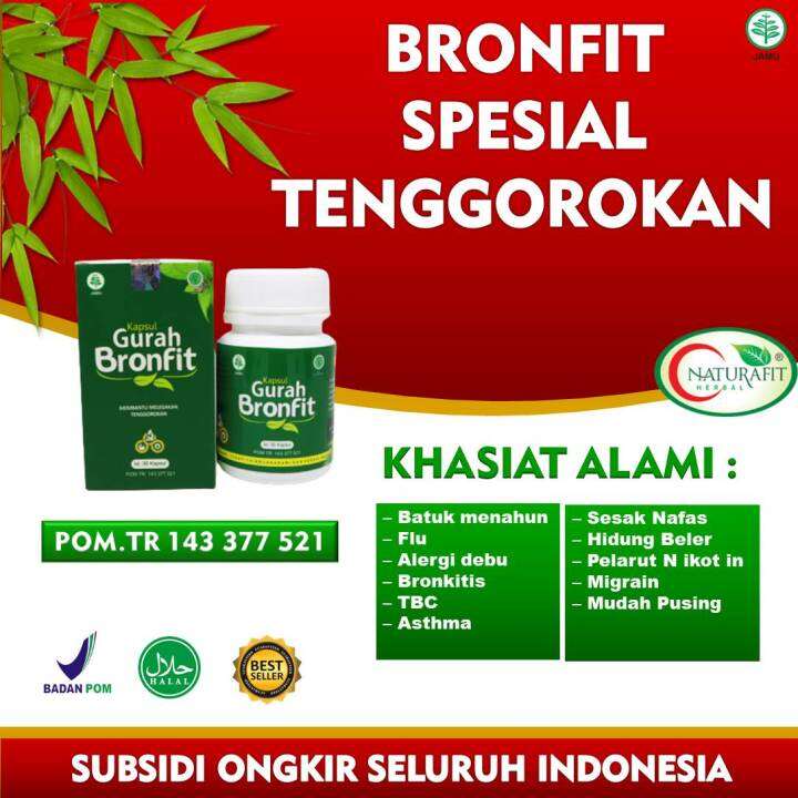 Gurah Bronfit Naturafit Original Kapsul Herbal Sesak Nafas Tanpa Efek