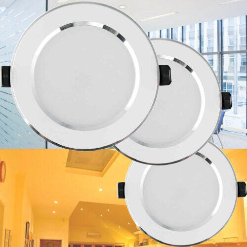 5Pcs Dimmable LED Panel Downlight Recessed Ceiling Light Round 3W 5W 7W