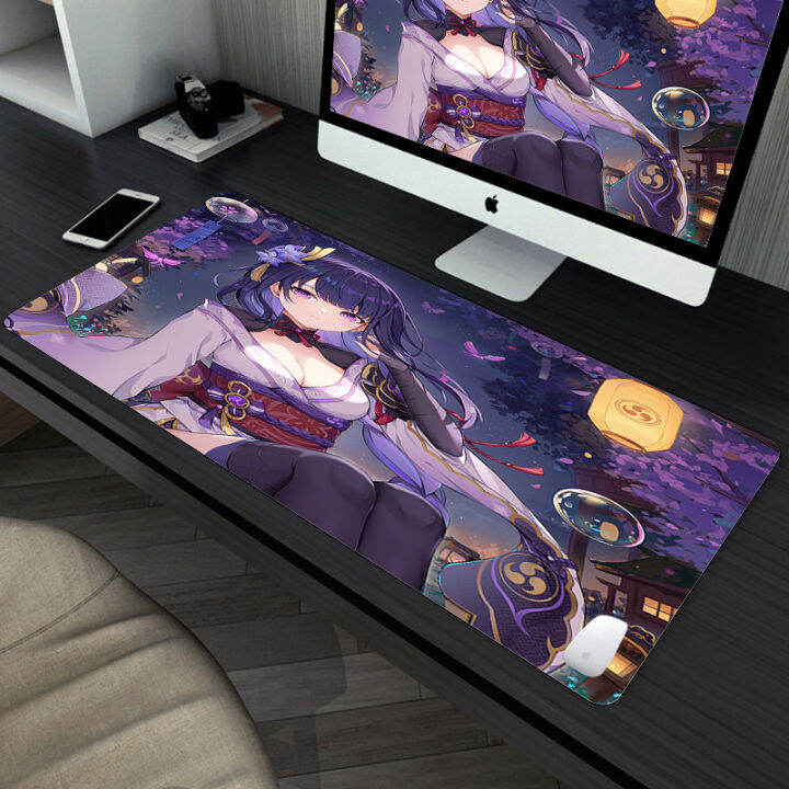 Xxl Genshin Impact Mouse Pad Pc Gamer Cabinet Keyboard Deskmat Gaming