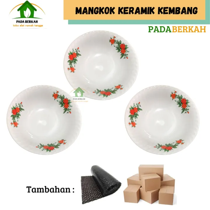 PadaBerkah47 Mangkuk Keramik Motif Kembang Mangkok Makan Kembang