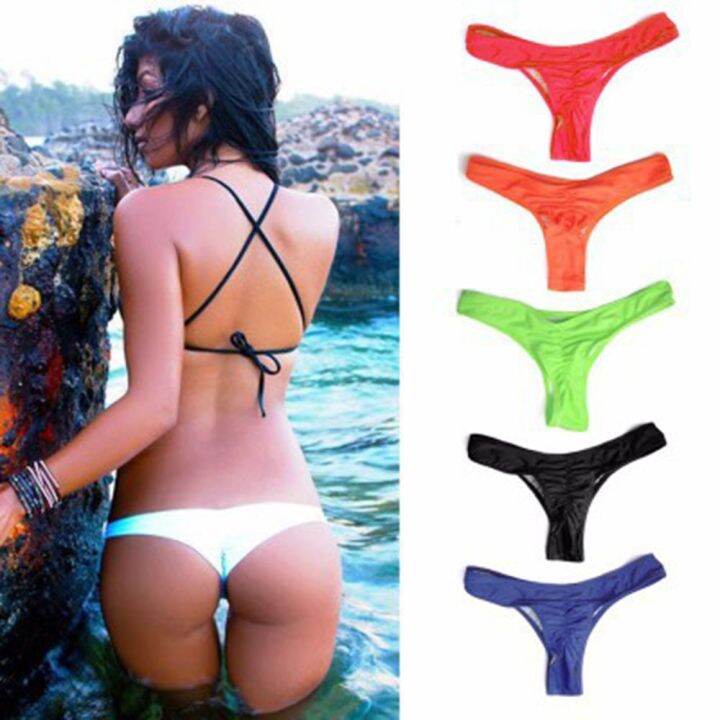 NEW 2023 Girls Thong Bikini Woman Vacation Single Solid Color Bikinis