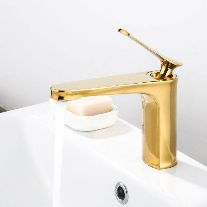 Copper Basin Faucet Hot And Cold Gold Black White Paint Washbasin