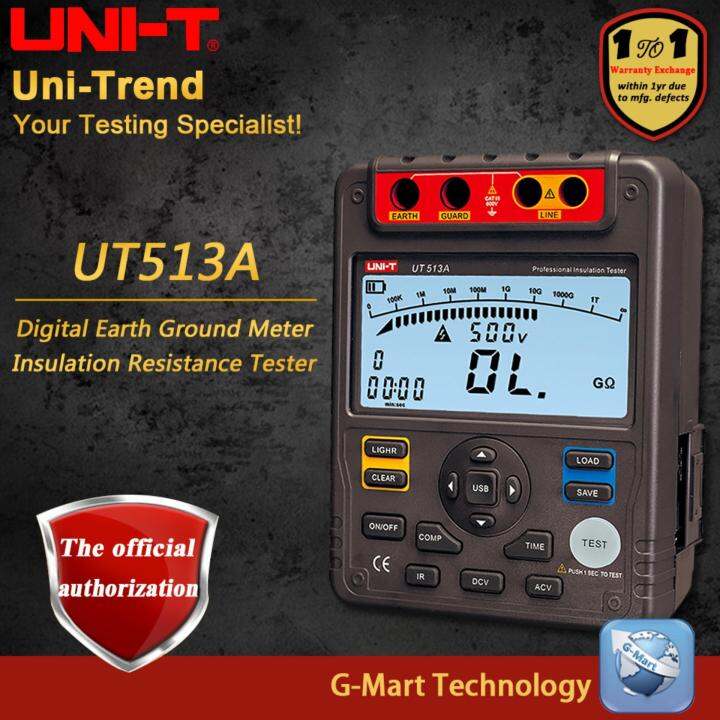 UNI T UT513A Digital Insulation Resistance Tester 5000V 1000GOhm Lazada