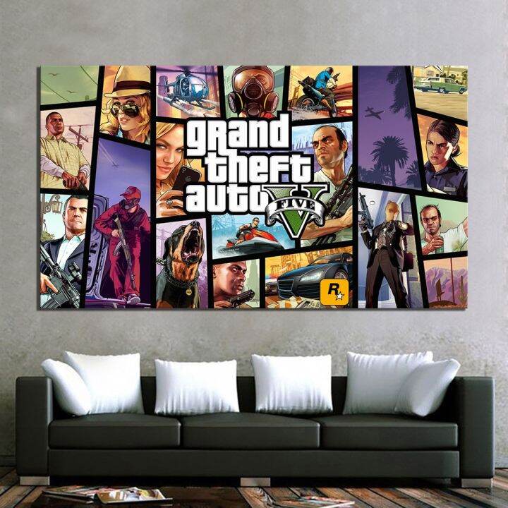 Piece Hd Cartoon Picture Grand Theft Auto V Video Game Poster Painting