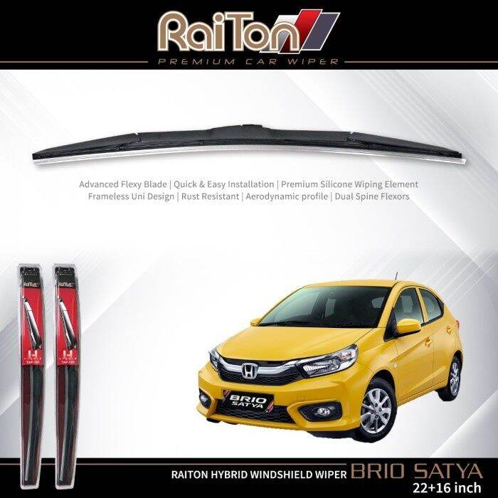 Wiper Hybrid Kaca Depan Raiton Mobil Honda Brio Satya 22 16 Lazada