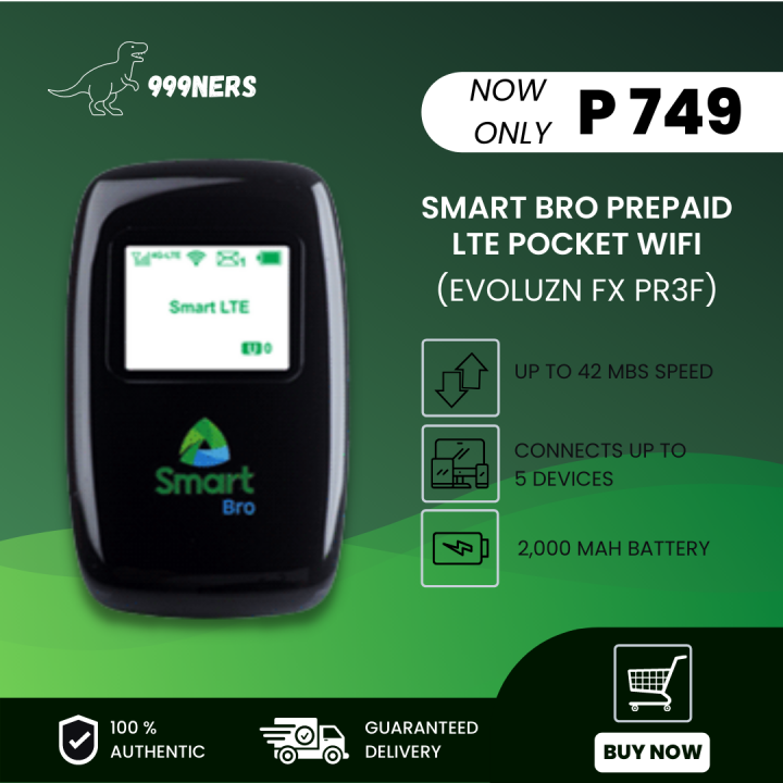 BRAND NEW Smart Bro Prepaid LTE Pocket Wifi Evoluzn FX PR3F OPEN LINE