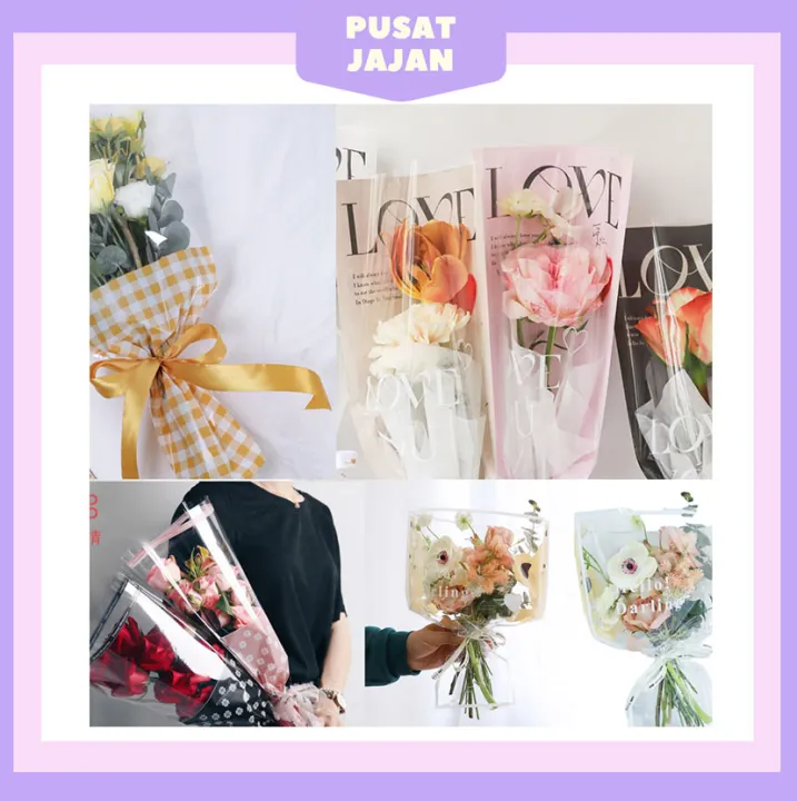 Single Rose Box Plastik Bunga Satuan Kertas Bunga Barang Florist